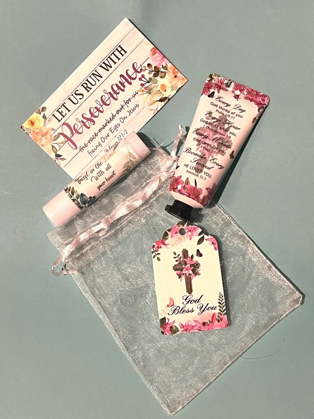 Faith Gift Set Scripture Lip Balm Hand Cream & Encouragement Card NWT